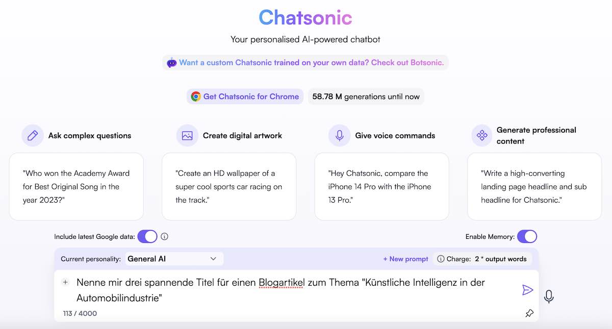 Chatsonic Chat-GPT Alternative